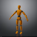Orange Humanoid Robot Figure With Black Joints In Standing 3D Model Pose 3d model