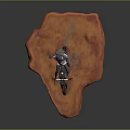 Stylish Motorcycle With Rider In Helmet On Red Terrain 3D Model Scene