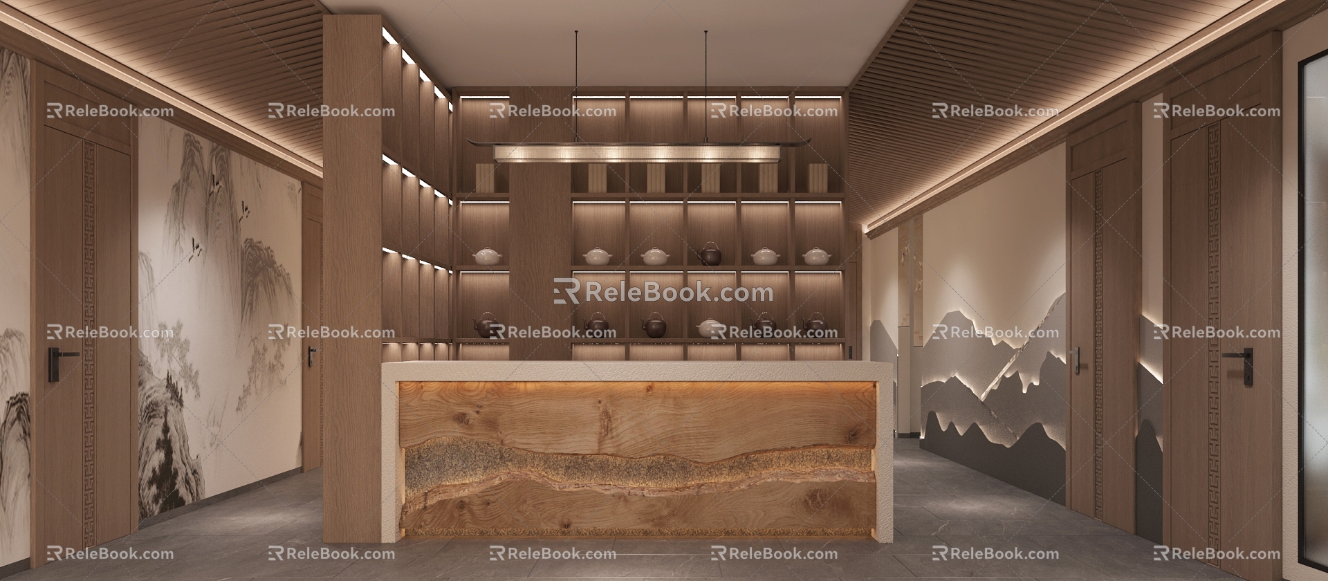 New Chinese Tea Restaurant Teahouse 3d model