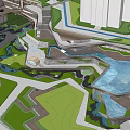 Modern Residential Building Complex With Landscaped Gardens Water Features And Pedestrian Paths