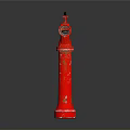 Red Metal Fire Hydrant With Decorative Details And Top Handles