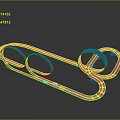 Toy Race Track With Curved Loops And Yellow Edge Markers Design