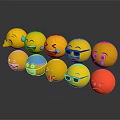 Decorative Emoji Ornament Set Featuring Various Expressions Yellow And Red For Home Decor