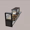 Modern Container Building With Multi Level Structure Glass Windows And Interior Seating 3d model