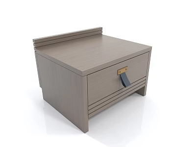 Modern Light Wood Bedside Table With Single Drawer And Metal Handle 3d model