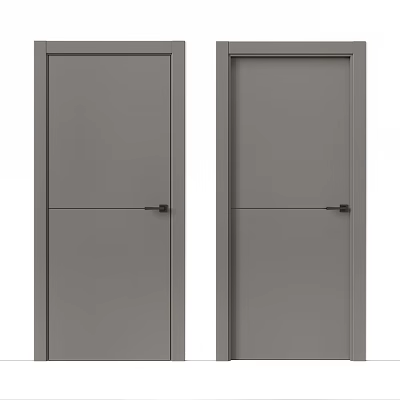 Modern Gray Double Swing Doors With Simple Matte Finish Design 3d model