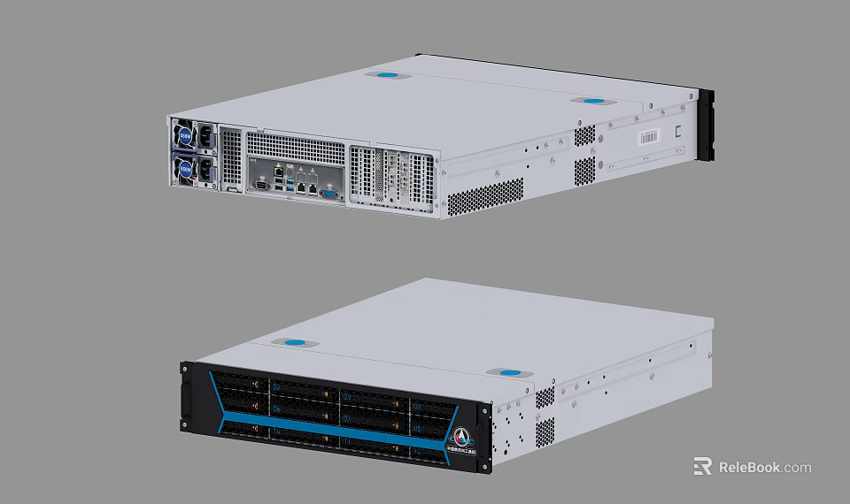 High Performance Rackmount Servers With Front Storage Bays Rear Ports And Cooling Vents 3d model 