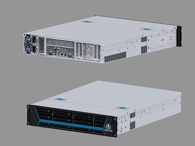 High Performance Rackmount Servers With Front Storage Bays Rear Ports And Cooling Vents 3d model