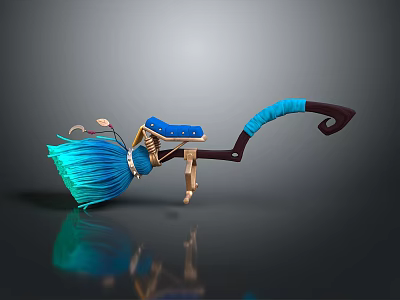Decorative Ornament Set with Blue Tassel Gold Metal and Brown Handle for Artistic Modern Decor 3d model