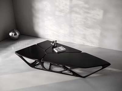 Black Modern Geometric Coffee Table With Sleek Design And Decorative Accent 3d model