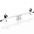 Modern Seesaw Design Featuring Spring Supports And Two Black White Figures 3d model