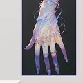 Abstract Painting of Intricate Decorative Hand With Shiny Ornaments and Luminous Effects