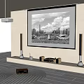 High Definition Projection Monitoring Displaying Cityscape On Screen With Indoor Speakers
