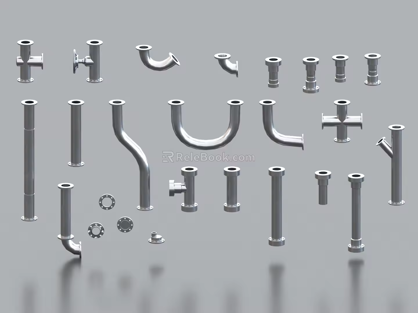Water pipe elbow three-way two-way valve metal pipe 3d model