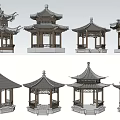 Different Traditional Chinese Pavilions Models Featuring Classic Roof And Structure Designs