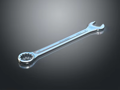 Double Ended Chrome Plated Wrench A Durable Hardware Tool For Repair Work 3d model