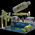HEYTEA Functional Vehicle Display with Windmill Decorations Large Beverage Bottle Model and People