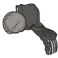 Soft Plush Pillow with Gray Scarf and Tassels for Cozy Home Decoration