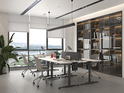 modern public office area office area 3d model