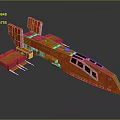 Futuristic Red Cosmic Spaceship With Modular Structure And Detailed Design Elements