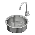 Modern Round Stainless Steel Sink With Faucet And Drain Design