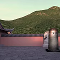 Ancient Chinese Architectural Complex With Traditional Pagoda Historic Buildings And Green Hills In Aerial View