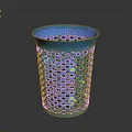 Blue Perforated Plastic Wastebasket with Hollow Design for Home Office Use