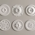 Ornate White Ceiling Medallions Featuring Various Intricate Patterns for Decoration 3d model