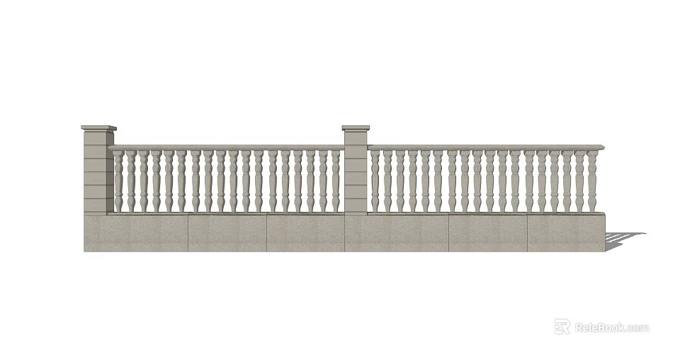 Building Exterior Wall Featuring Classic Stone Balustrade And Decorative Columns 3d model