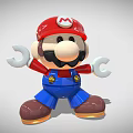 Mario Doll With Red Hat White M Blue Overalls Brown Shoes Holding Wrenches