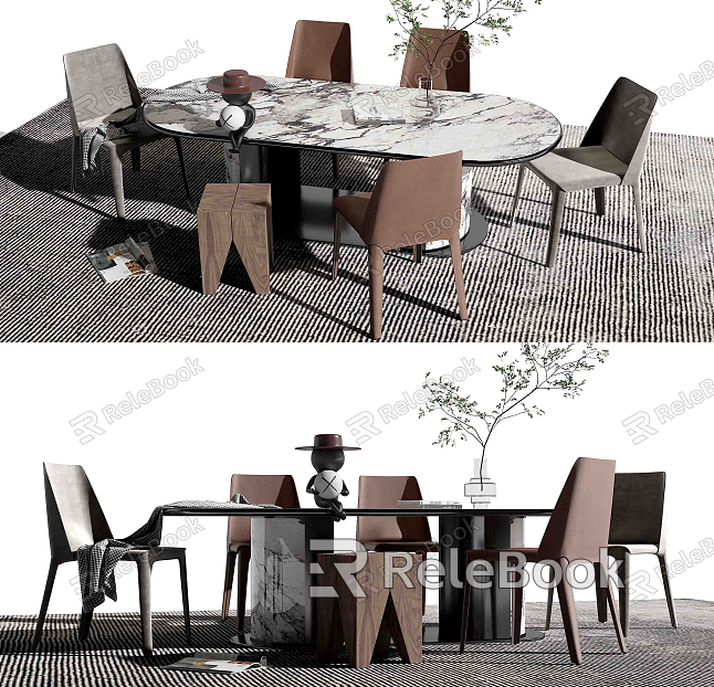 Modern Dining Table and Chair Combination model