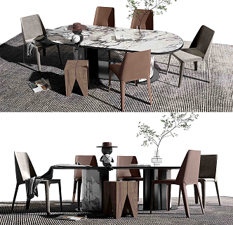 Modern Dining Table and Chair Combination 3d model