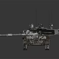 Modern Military Tank with Long Cannon Turret Heavy Duty Tracks and Mounted Antennas