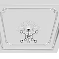Ornate Ceiling Design With Intricate Patterns Decorative Border And White Globe Chandelier 3d model