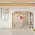 Bright Kindergarten Classroom Featuring Wooden Tables Chairs TV And Round Windows