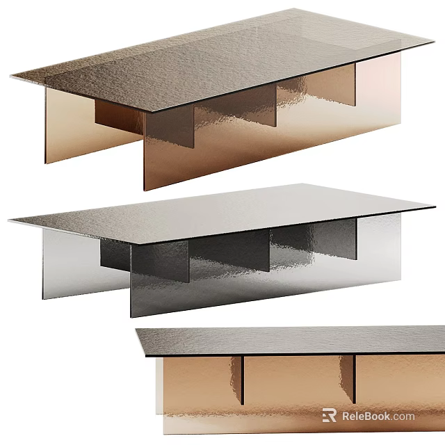 Sleek Modern Coffee Table With Geometric Metal Structure And Multicolor Design 3d model 