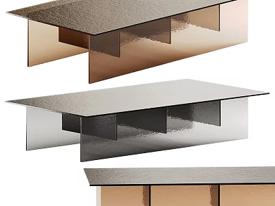 Sleek Modern Coffee Table With Geometric Metal Structure And Multicolor Design 3d model