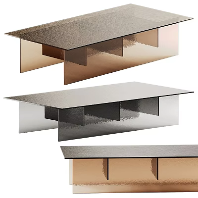 Sleek Modern Coffee Table With Geometric Metal Structure And Multicolor Design 3d model