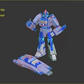 Blue And White Robot Game Movie Character Transformable Into Car Mode