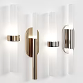 Modern Illuminated Wall Lamps with Gold Silver Metal and White Shades on Grey Wall