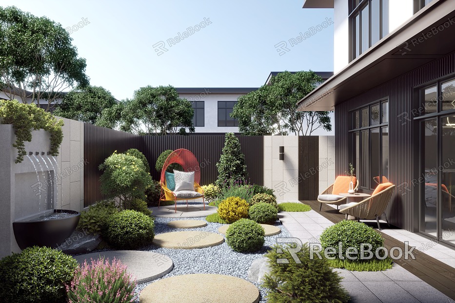 Modern courtyard courtyard landscape model