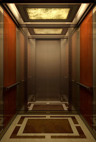 elevator car elevator interior elevator interior design metal wood grain stone elevator 3d model