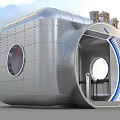 Modern Metal Smoking Room Structure With Round Windows And Unique Entrance