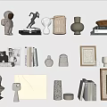 Minimalist Modern Decorative Ornament Set With Sculptures Vases Frames And Books