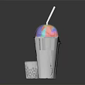 Fresh Beverage Cups With Black Lid And Colorful Dome Cover For Cold Drinks