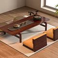 Modern Tea Table and Chair Combination Solid Wood Tea Table Tea Table 3d model