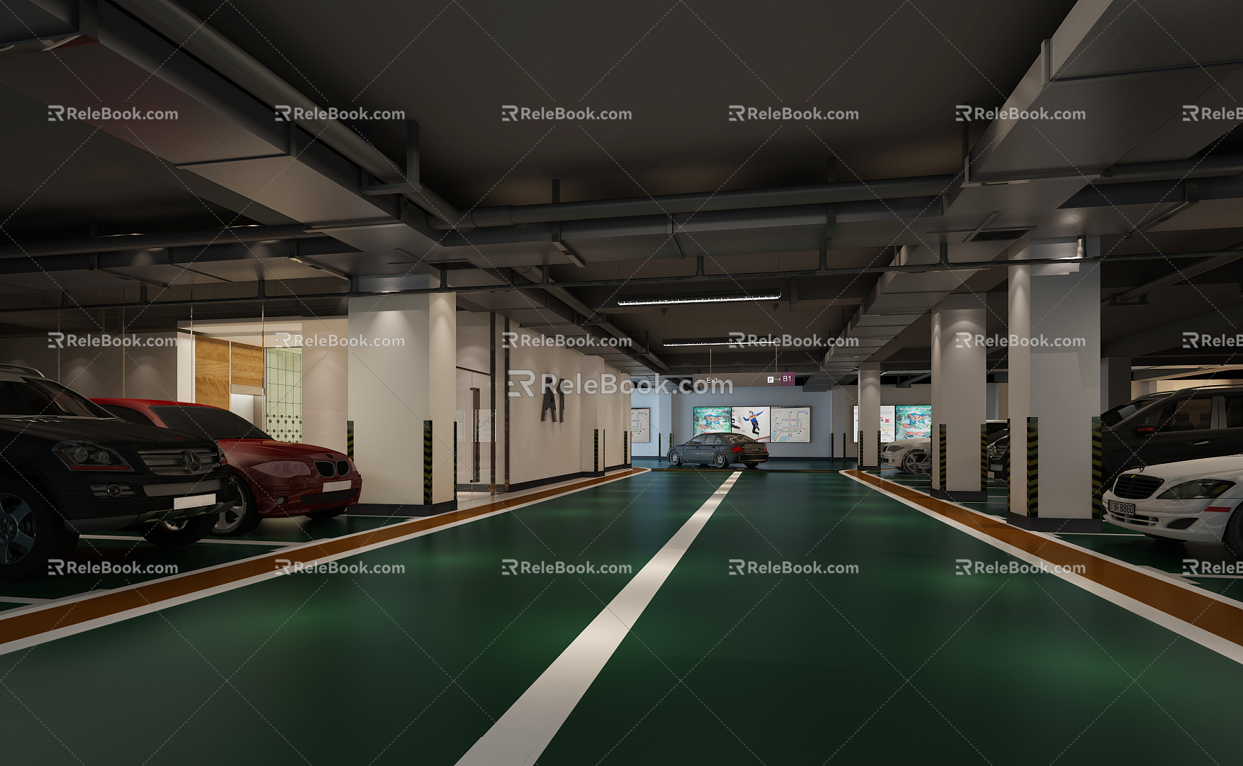 Modern Parking Underground Garage 3d model