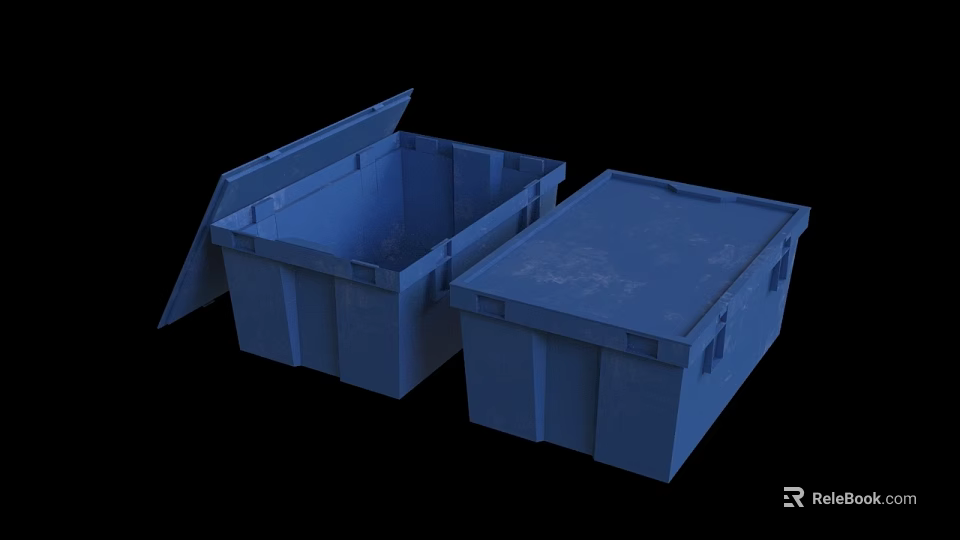 Industrial Plastic Storage Crates With Open And Closed Lids For Equipment Handling 3d model 