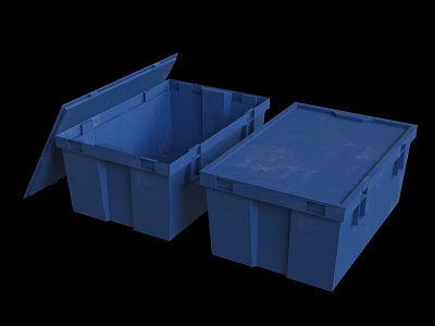 Industrial Plastic Storage Crates With Open And Closed Lids For Equipment Handling 3d model
