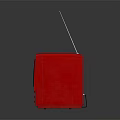 Vintage Red Retro Television With Square Design And Classic Antennas Screen